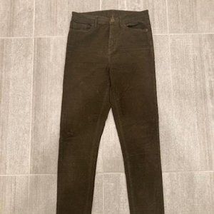 Olive green corduroy straight leg pants, size 26